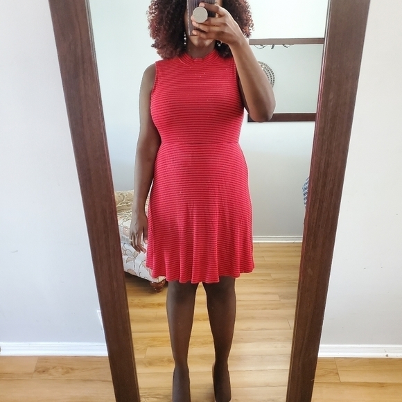 OLD Navy Women's Dress Mock Neck Red Stripes Ribbed Size Large - Picture 5 of 11